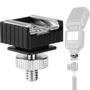 Flash Hot Shoe Mount Adapter to 1/4 Thread Hole with 1/4"-20 Male to 1/4"-20 Male Tripod Screw
