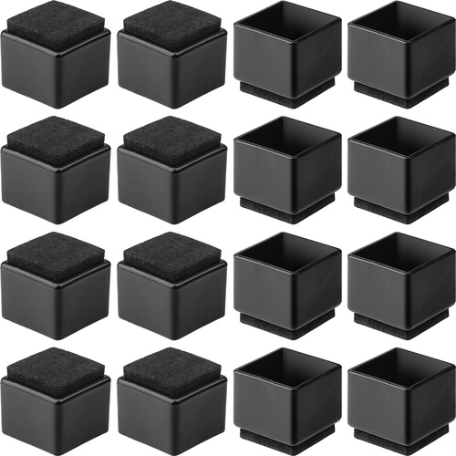 Anwenk 1''x1" Square Chair Leg Floor Protectors with Felt Pads-16Pack,Black