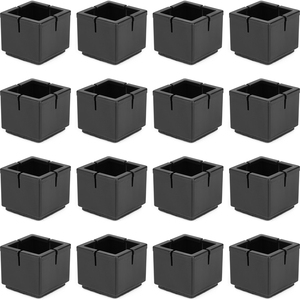 Chair Leg Floor Protectors Chair Leg Caps 1 1/4" to 1 3/8" Square -Color Black (16 Pack)