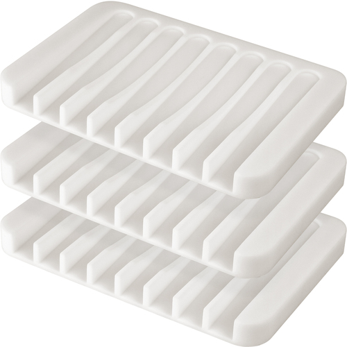 Anwenk Soap Dish Soap Holder Tray Saver Drainer for Shower Bathroom,Anti-Slip Design, White, 3 Pack